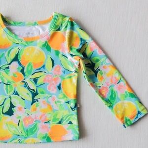 Sweet Honey Bright Lemon Floral Rash Guard Top
